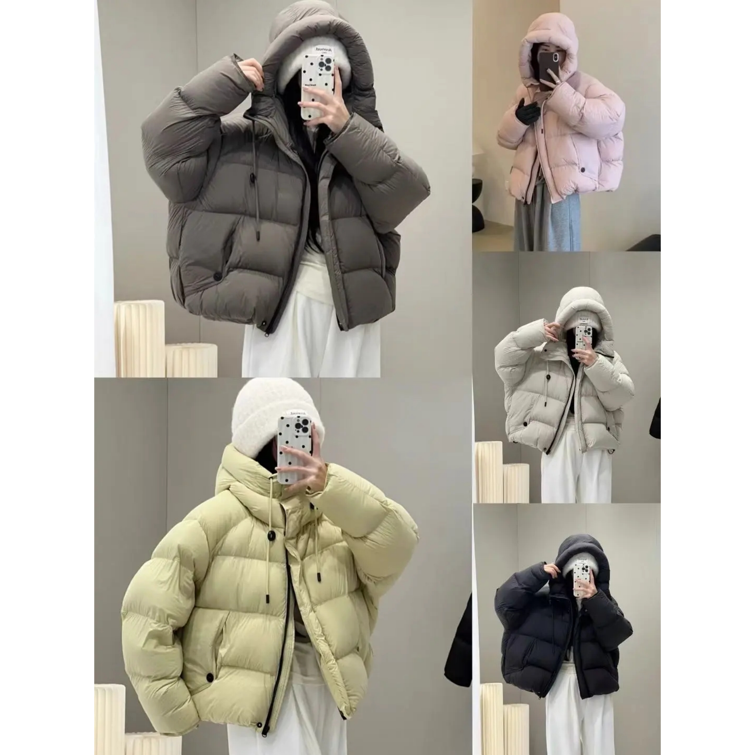 0201896纯色短款连帽拉链羽绒服外套上衣