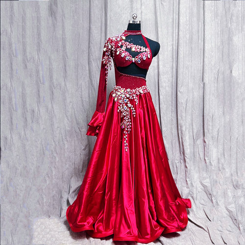 新款肚皮舞演出服表演服超大摆遮肚重工popsong东方舞定制比赛