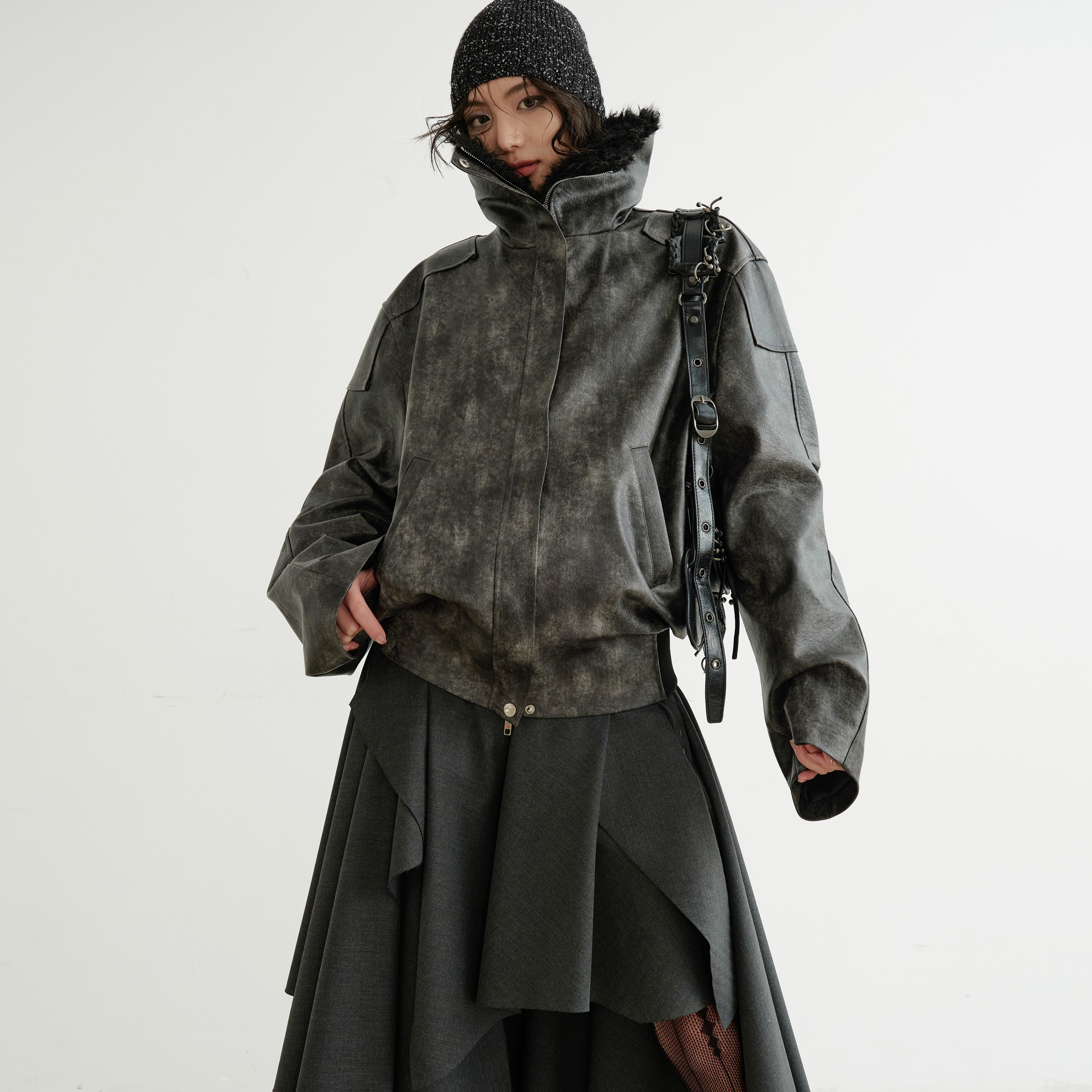 晕染烟熏中长JNYLONPU暗黑