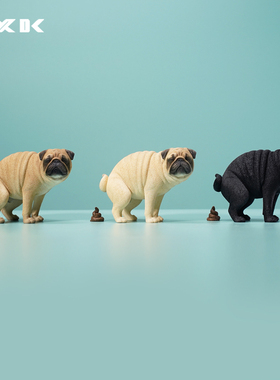 JXK 1/6 巴哥半蹲款高端沙雕粑粑犬宠物狗手办模型车载桌面摆件品