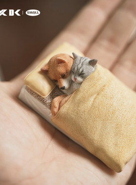JXK small 单身狗6.0 可爱萌系网红柴犬猫咪宠物摆件冰箱贴模型