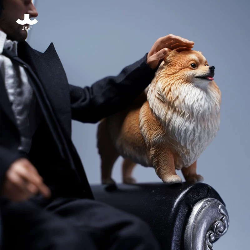 JXK 1/6 博美犬仿真高端模型狗可爱萌系宠物狗潮玩小道具手办摆件