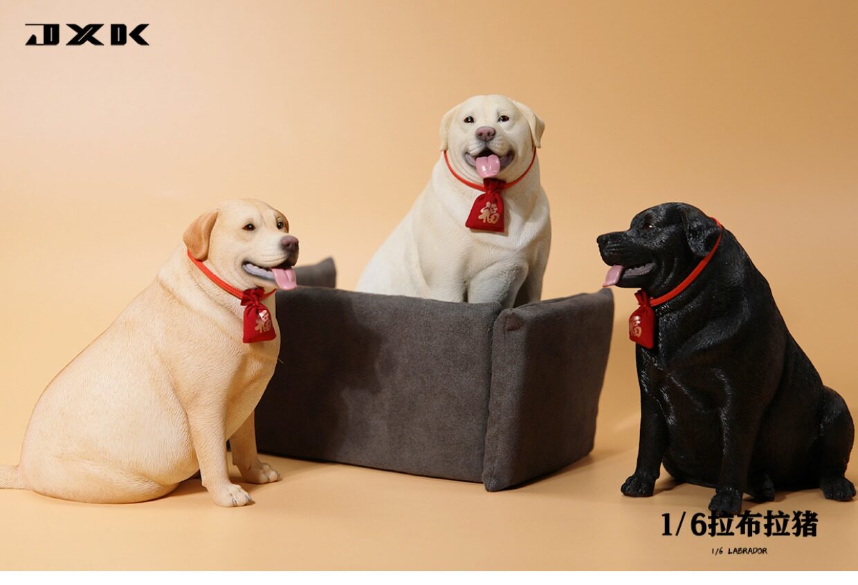 JXK 1/6 拉不拉猪网红可爱肥胖拉布拉多福袋宠物狗犬模型摆件手办