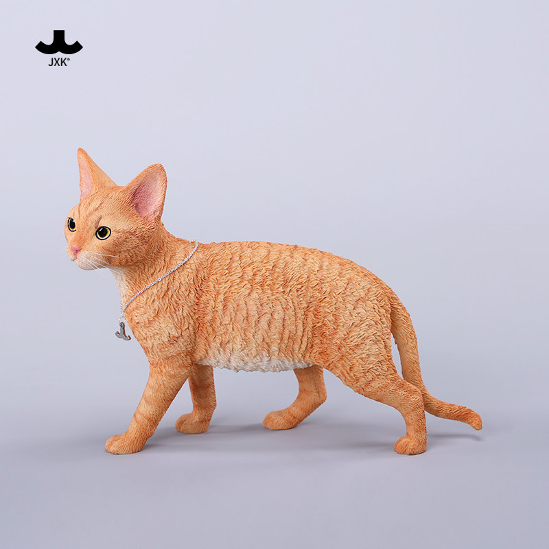 JXK 1/3德文卷毛猫动物模型仿真小猫咪手办玩具可爱玩偶桌面摆件