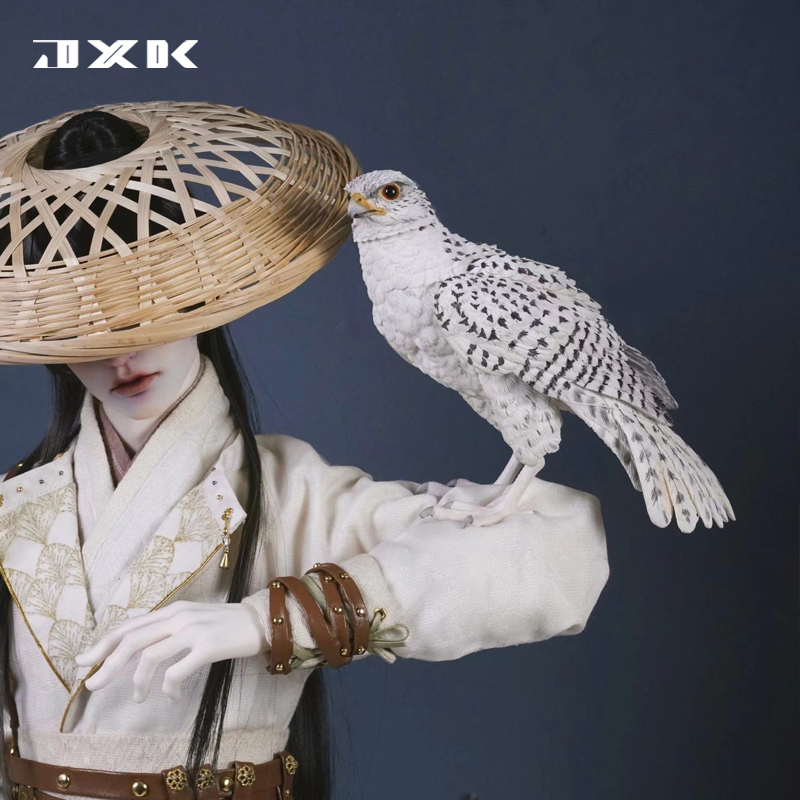 JXK 1/3白玉爪海东青动物仿真鸟模型创意摆件可搭配公仔BJD兵人偶