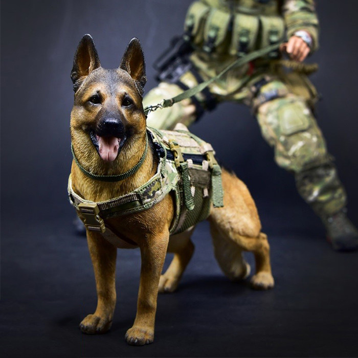 MrZ 1/6 德牧羊犬高端动物模型警犬狼狗桌面摆件仿真狗树脂手办
