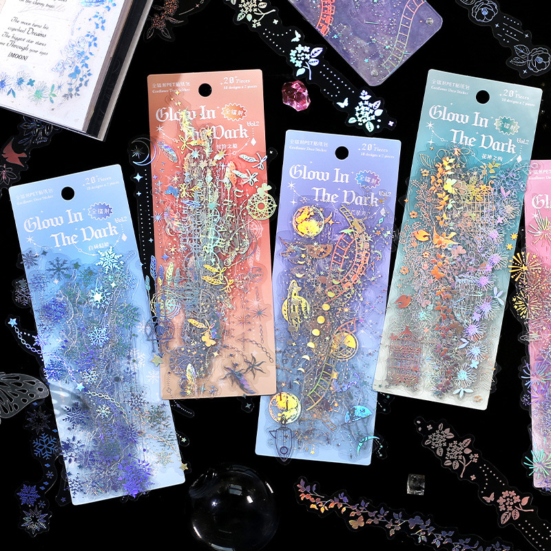 信的恋人PET贴纸包 萤火流光vol.2系列 梦幻炫彩手帐装饰素材20枚