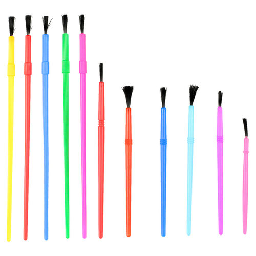 多色多规格儿童diy小画笔红色塑料石膏娃娃笔刷考古栽毛笔10.5笔