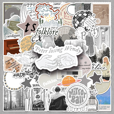 50张专辑folklore贴画taylor霉霉歌词周边咕卡手机手账本贴纸