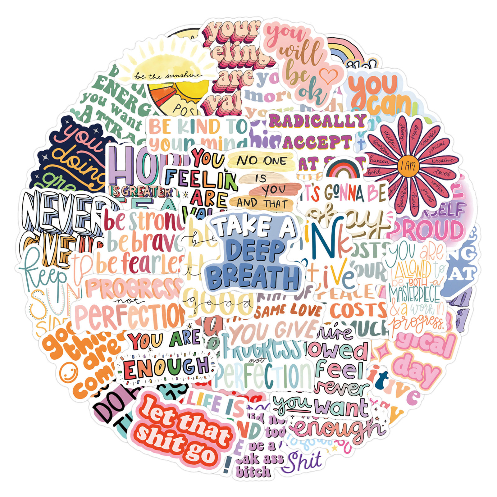 55张跨境Positivity新款卡通涂鸦贴纸diy创意装饰行李箱水杯贴画,文具电教/文化用品/商务用品,贴纸/立体贴纸,淘宝优惠券,粉丝福利购,淘宝优惠卷