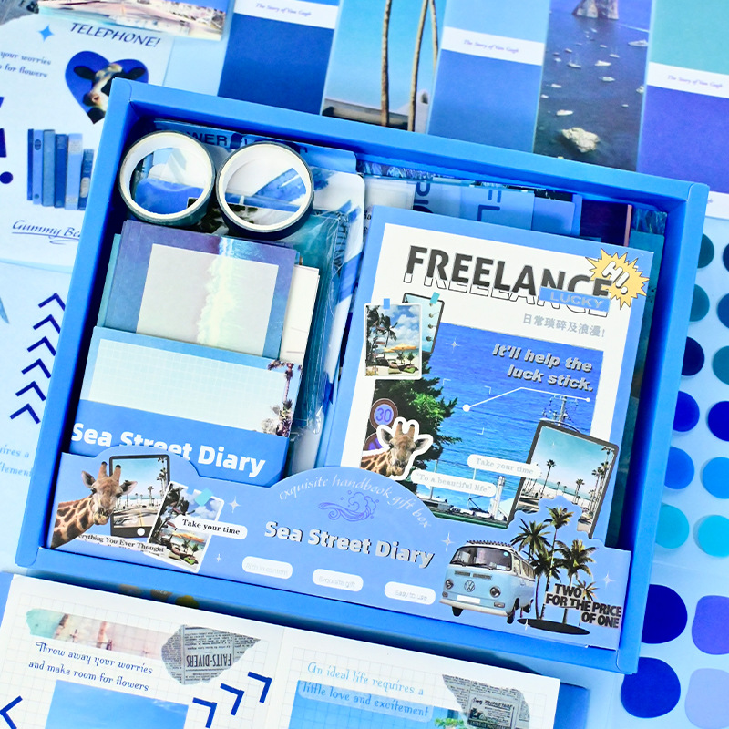 ins风手帐文具礼盒套装儿童生日伴手礼物学生学习手账贴纸记事本