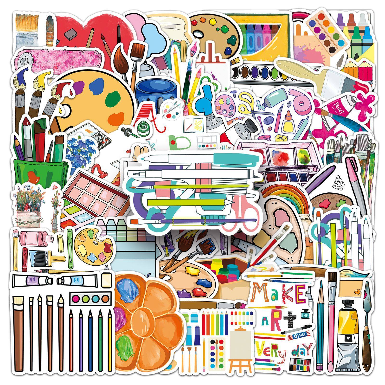 50张绘画工具涂鸦贴纸个性跨境小清新文具装饰水杯手机壳创意贴纸,文具电教/文化用品/商务用品,贴纸/立体贴纸,淘宝优惠券,粉丝福利购,淘宝优惠卷