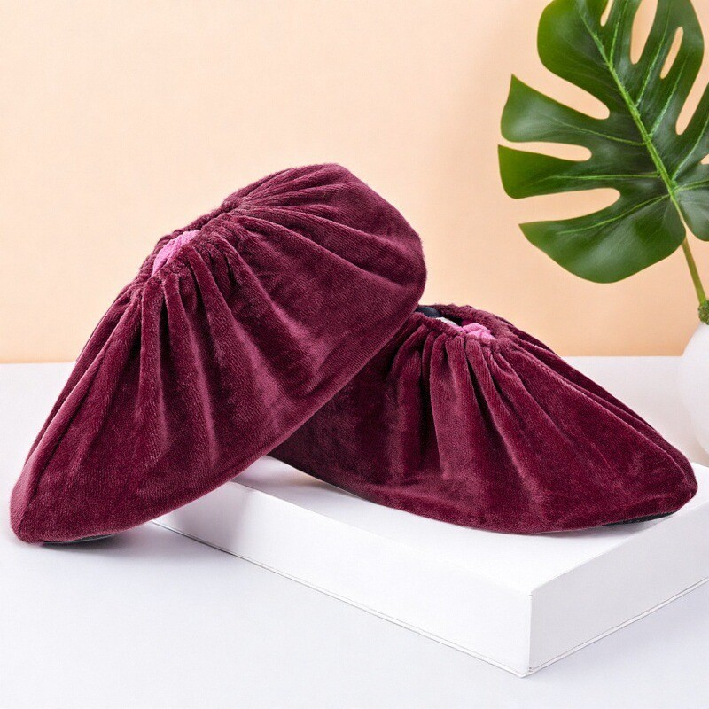 绒布鞋套家用室内布料可洗反复使用成人加厚耐磨防滑脚套学生儿童