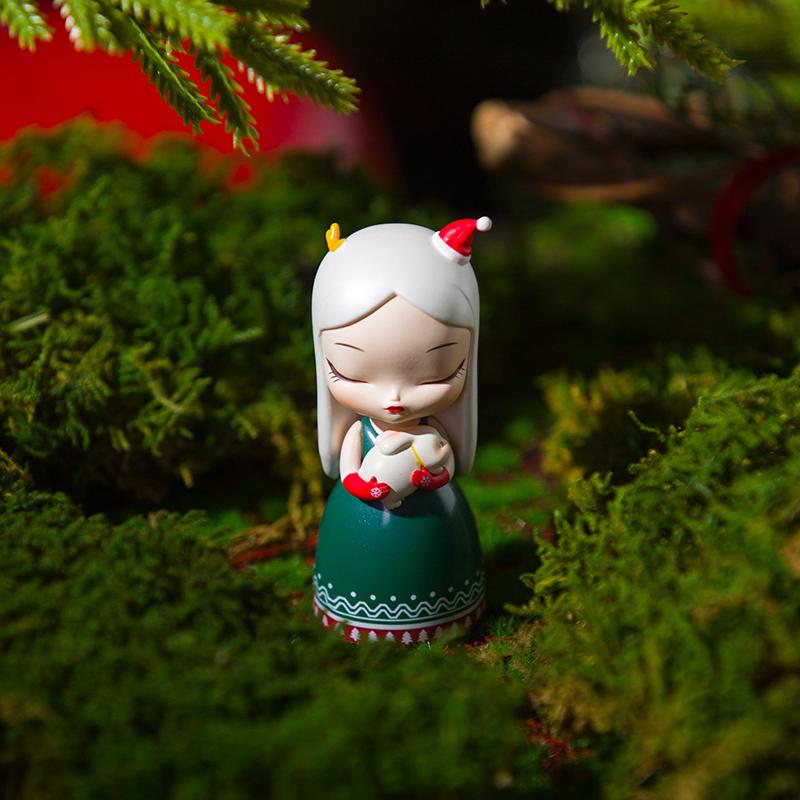 白夜童话圣诞晚安月光兔子手办