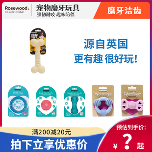英国Rosewood幼犬玩具抗菌弹力发声球宠物磨牙洁齿骨漏食球去口臭