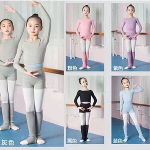 儿童秋冬保暖舞蹈毛衣针织衫打底外套一字领套指长袖兔绒包芯纱