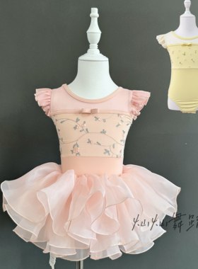 儿童舞蹈服女童夏季蕾丝网纱练功服芭蕾舞形体服中国舞考级体操服