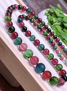 天然碧玺塔链 收藏级碧玺项链蓝碧玺红碧玺女生日礼物妈妈节礼物