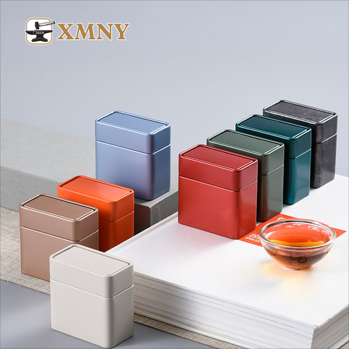 红茶绿茶马口铁便携金属罐小号长方形茶叶罐茶叶分装罐可定制CF63