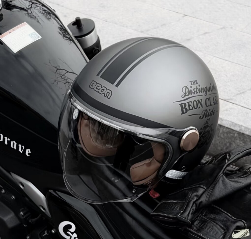 BEON双镜片摩托车半盔B-120复古哈雷头盔四分之三盔四季夏季3C盔