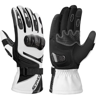 赛羽手套MC164 骑行保暖防水防风防摔骑士男女黑白色 2摩托车冬季