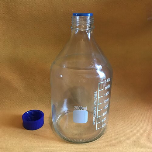 2000ml螺口试剂瓶2L透明普通玻璃GL45通用透明玻璃蓝盖丝口试剂瓶