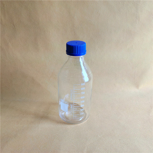 1L透明蓝盖瓶样品储藏瓶石油取样瓶1000ml通用GL45螺口玻璃样品瓶
