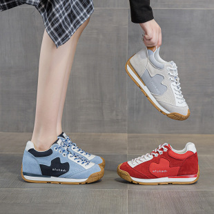 透气百搭休闲运动鞋 2026新款 女厚底小个子阿甘鞋 7CM内增高德训鞋