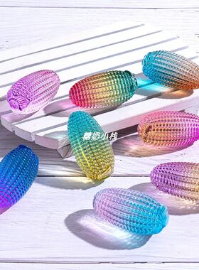 琉璃黄水晶玉米摆件彩色玉米文玩纯手工玉米小摆件