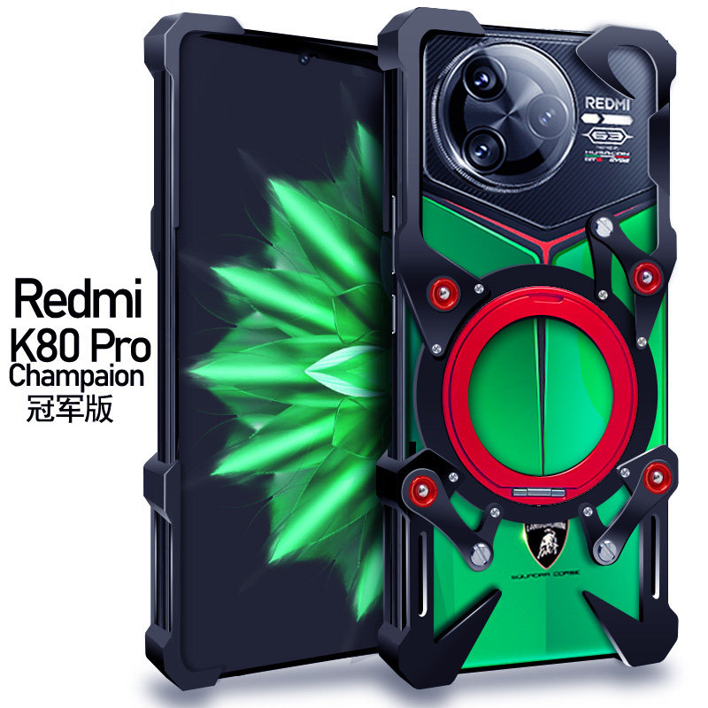 适用于红米k70至尊版机械旋转支架k80pro手机壳指环扣k60pro金属边框k50pro铁骨架k80ultra磁吸k40pro+保护套