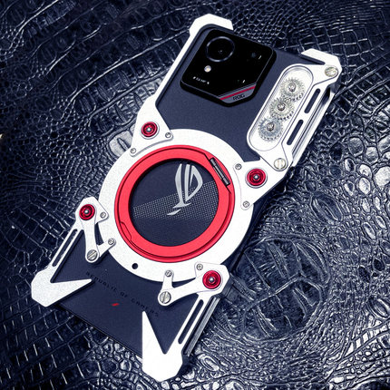 适用于华硕ROG Phone9Pro机械旋转支架rog8pro手机壳指环扣Rog9金属无边框铝合金骨架铁框透气散热磁吸保护套