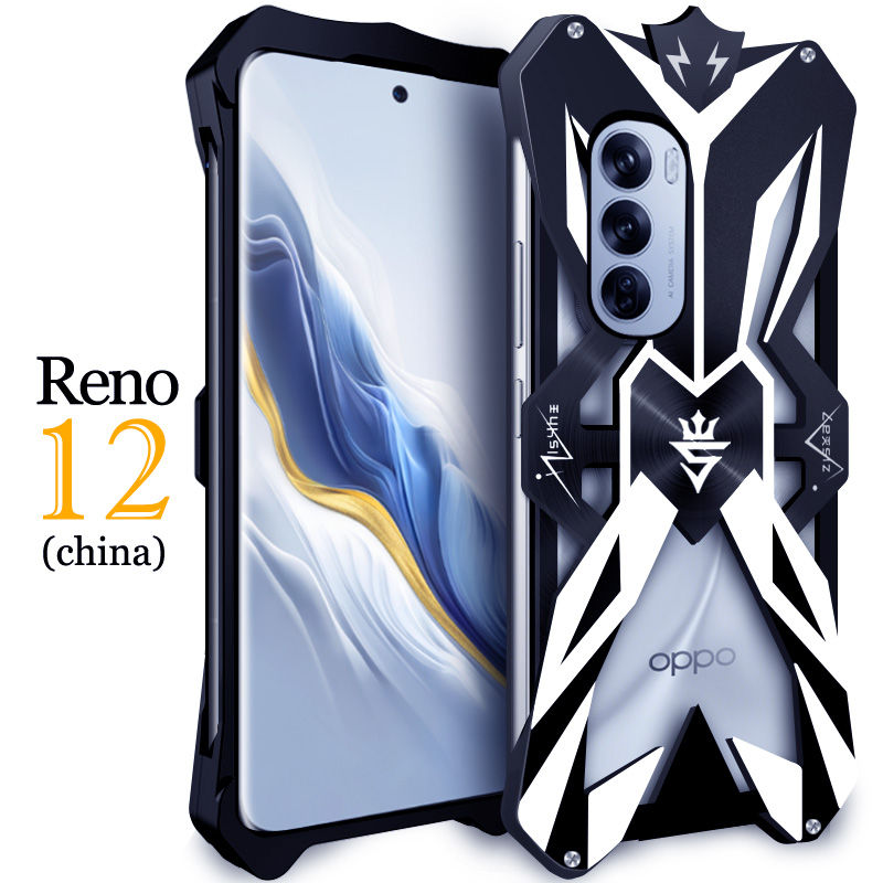 适用于OPPO Reno12Pro手机壳reno11pro全金属铝合金保护套reno10pro加厚防摔全包铁硬壳透气散热opop潮流机甲