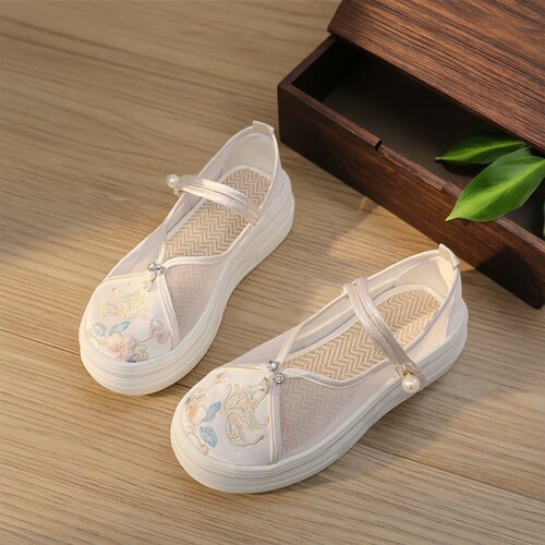 2026夏季新品松糕底老北京古风中式鞋子女网纱绣花鞋