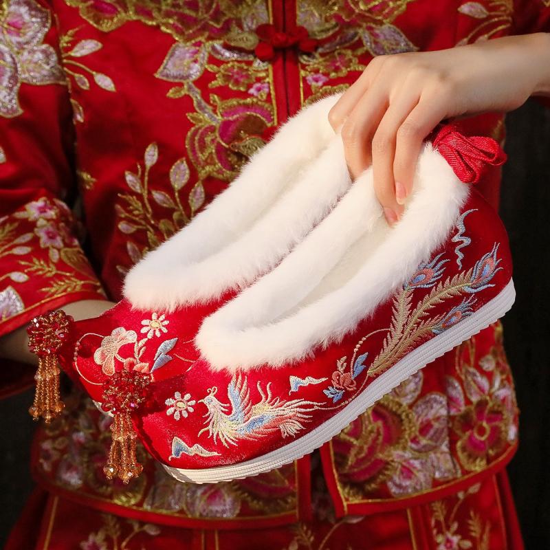 其他秀禾婚鞋红色结婚绣花鞋