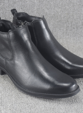 真皮靴子男秋冬季棉鞋男士短靴休闲皮鞋切尔西靴英伦侧拉链马丁靴