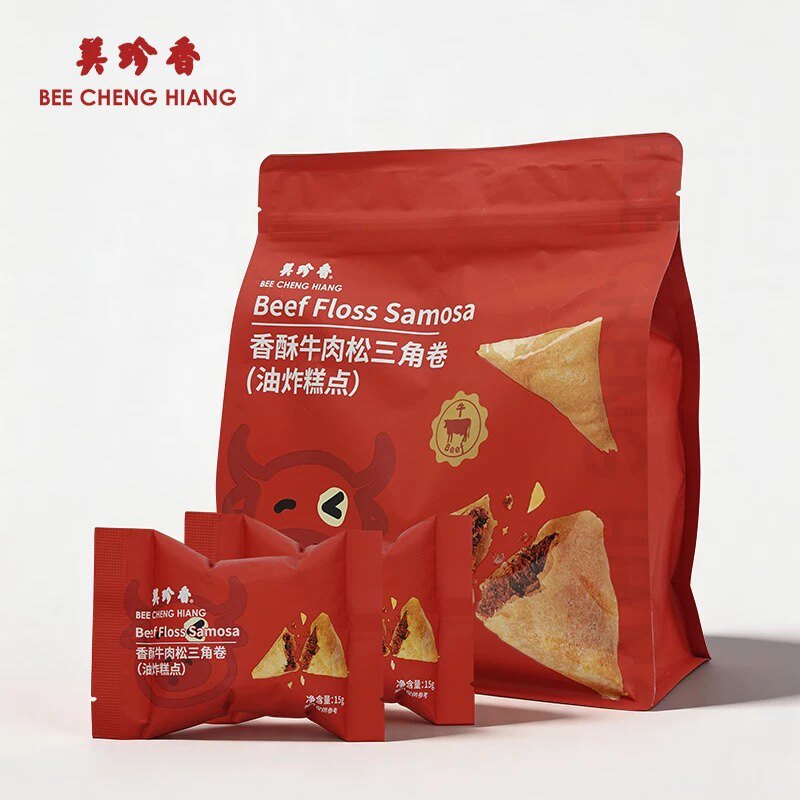 美珍香香酥牛肉松三角卷(油炸糕点)150g独立包装零食下午茶新加坡