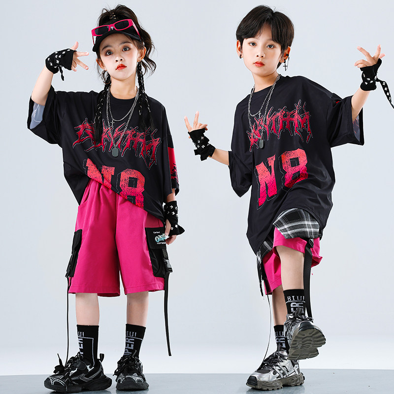 嘻哈女童街舞服幼儿园架子鼓潮宝走秀表演出服大男童爵士舞蹈服装