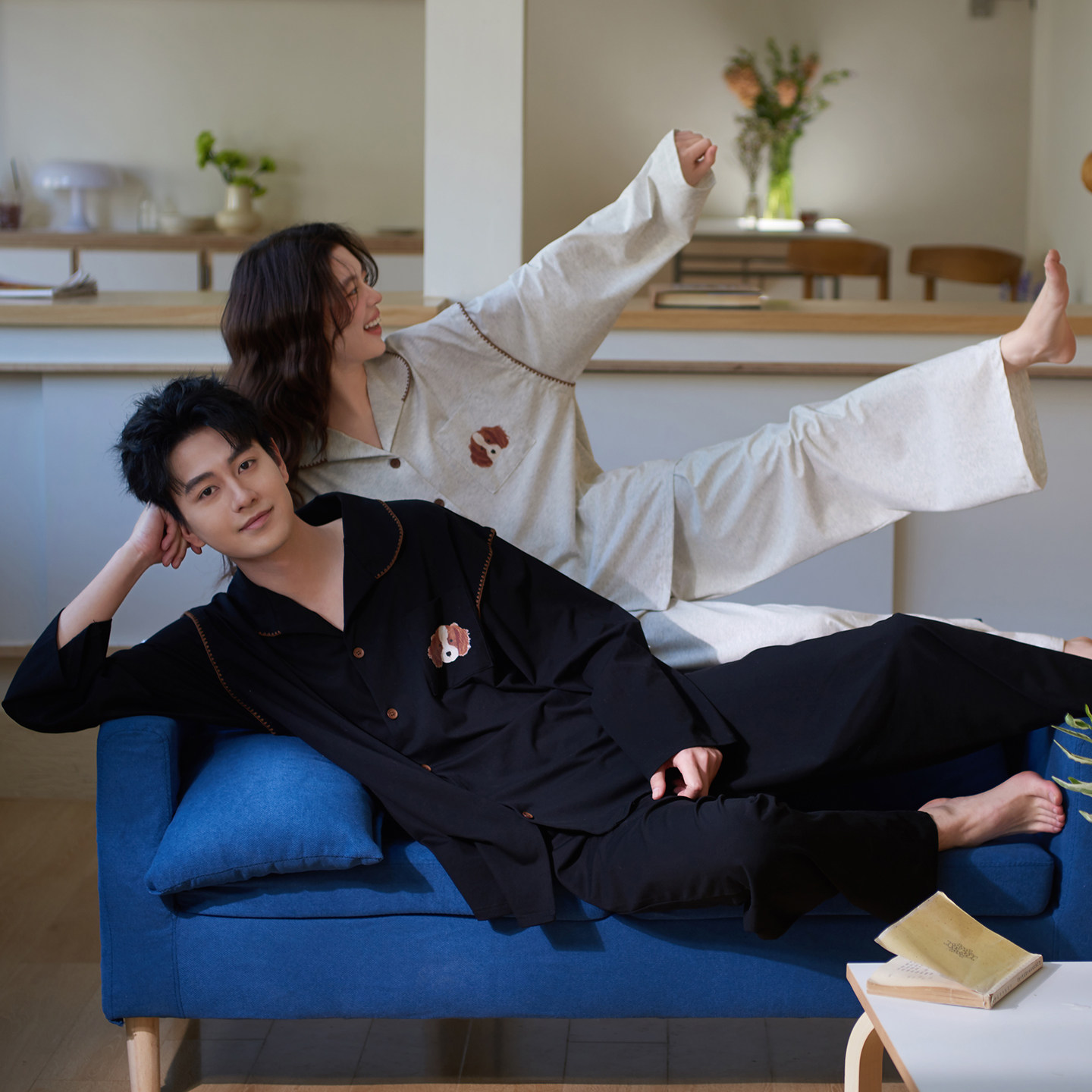 马克公主情侣睡衣女春秋款纯棉可爱小狗长袖设计感男生卡通家居服,女士内衣/男士内衣/家居服,睡衣/家居服套装,淘宝优惠券,粉丝福利购,淘宝优惠卷