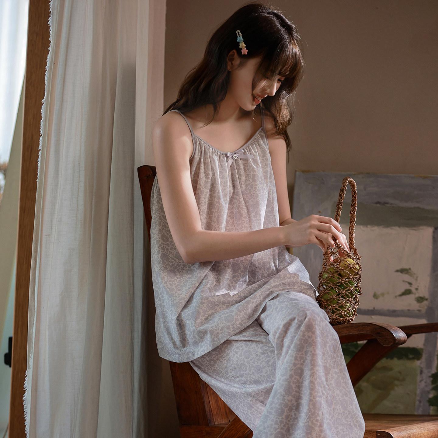 马克公主度假风睡衣女夏季梭织棉