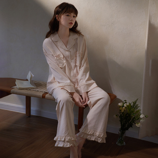 马克公主高质感睡衣女春秋新款洋气绝美柔软纯棉可外穿少女家居服