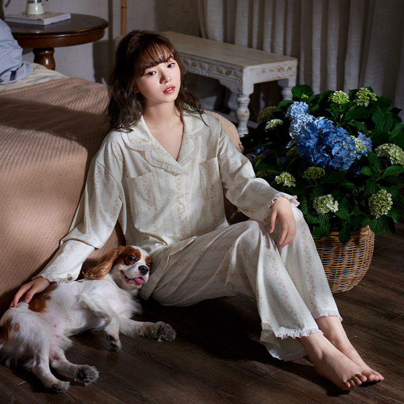 小碎花睡衣女春秋款纯棉长袖韩系