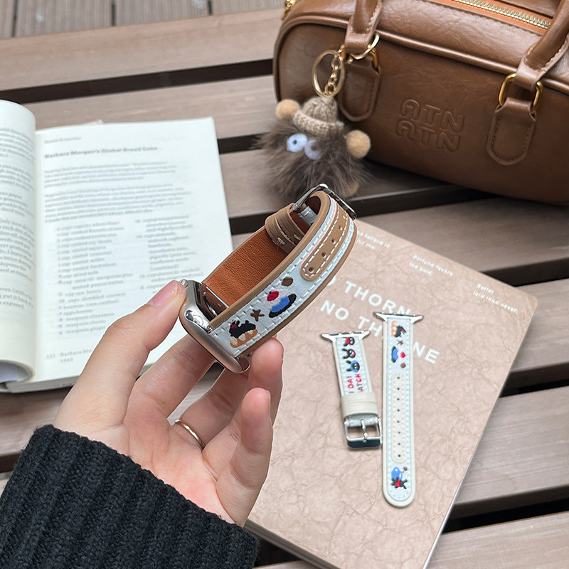 新品适用小米手环9pro表带8pro女生watch6兔子手表7Pro彩印10皮质智能红米WATCH5/4男款保护壳套JY高级感夏季图片