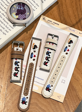 适用于小米watch5手表表带女款S441mm可爱彩印watchS3/S2兔子新款智能color2高级运动男JW秋冬季替换腕带配件