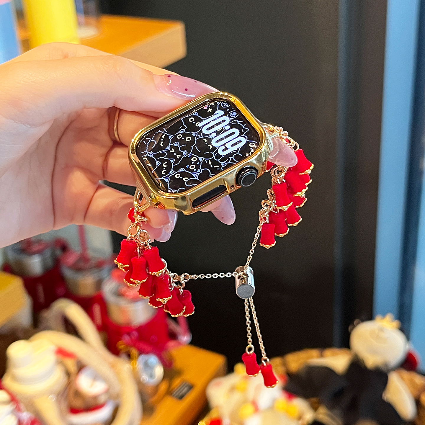 适用于小米8pro手环表带新年红鞭炮红米手表4/5秋冬季绒面9pro新款链式7Pro高级感REDMI WATCH6运动智能腕带