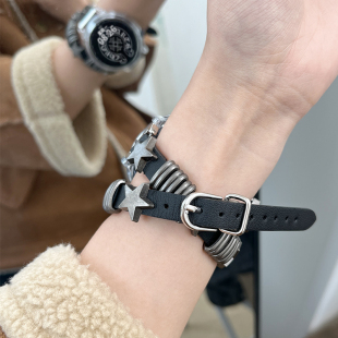 适用vivowatch3表带watch2新款皮质gt1/2荔枝纹vivo手表智能3代watch男女款高级透气42/46mm磁吸非原装配件