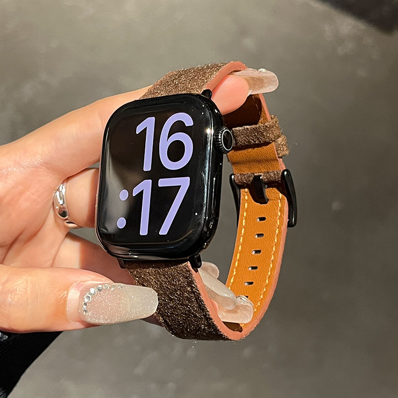 适用苹果手表表带s10版新款iwatch11女式翻毛绒真皮智能applewatch9运动s8女款7女生秋冬高级感ultra