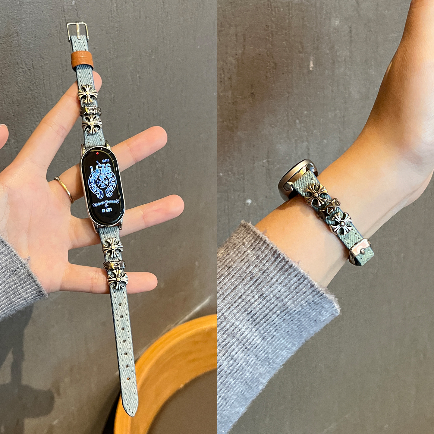 适用小米手环10表带9手表8牛仔克罗心系列新款腕带7nfc女生陶瓷版运动智能手链6男女款5秋冬季JY高级感小众