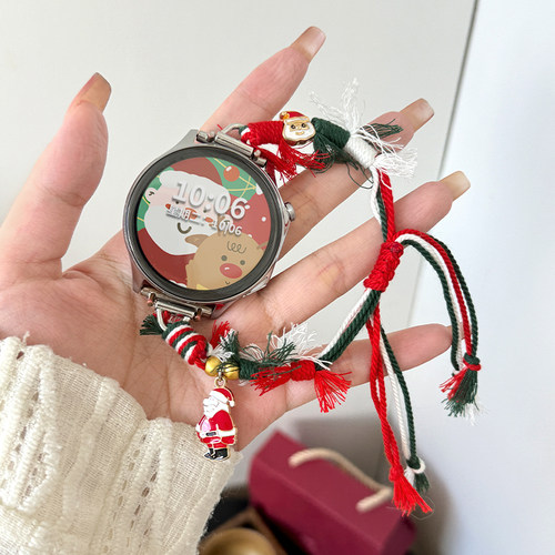 适用oppo watch x2mini表带新款X2圣诞节女士watch S拉绳4pro智能运动一加手表JY高级感男女款秋冬季时尚专用