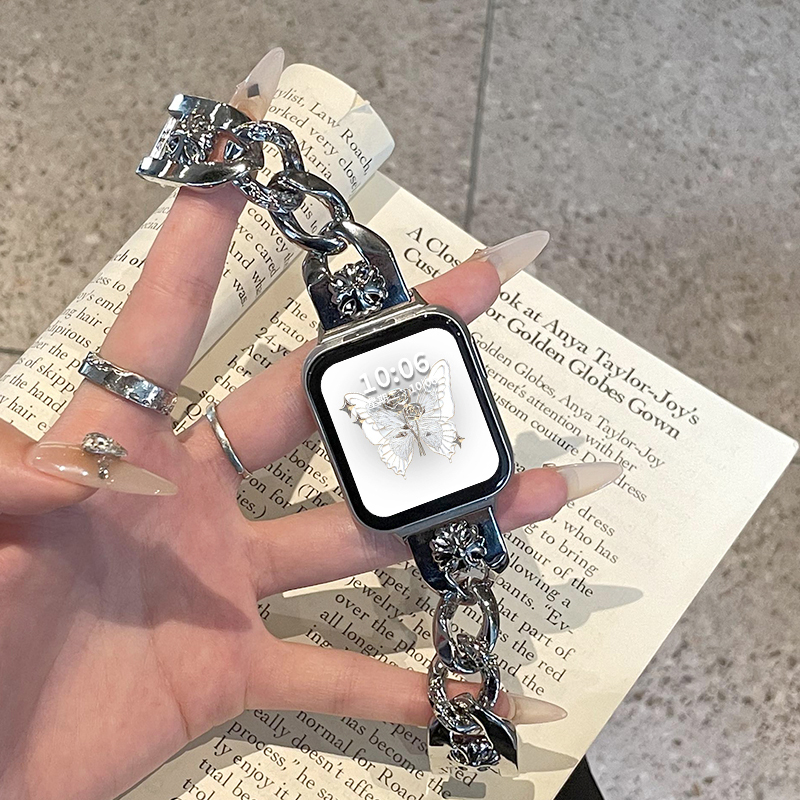 适用oppowatch3表带OPPO智能运动手表watchse金属克罗心链条watch2/1代46mm高级透气女款不锈钢非原装潮配件