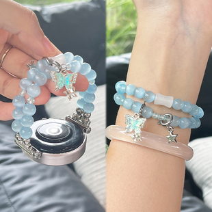 猫眼石腕带WATCH4运动3智能荣耀fit保护套XL高级 夏季 适用于华为gt6表带手表watch5新款 gt5弹力绳串珠gt4女款